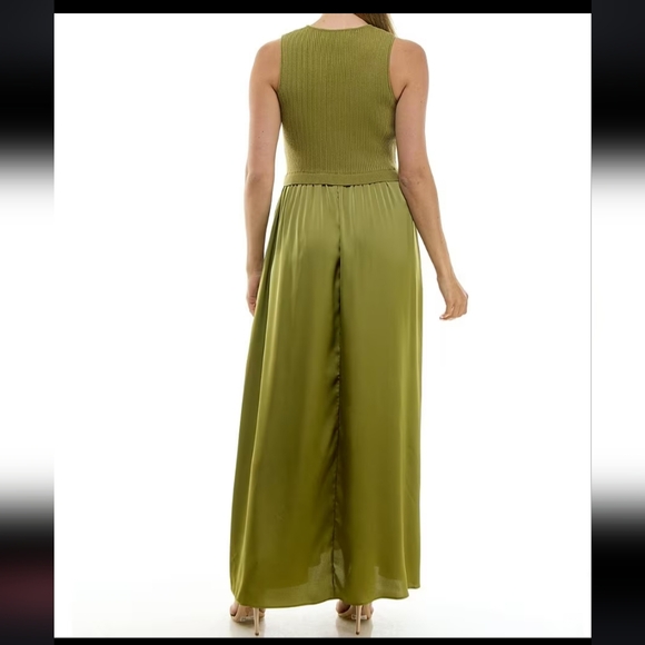 NWT Taylor Mix Media Knit Bodice, Satin Skirt Maxi Dress - Picture 2 of 4